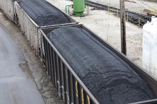 Train carrying coal derailed on a road