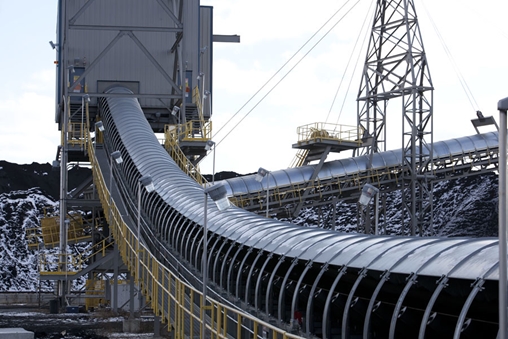 Conveyor belt running through a coal mine